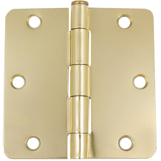 Stone Harbor Hardware Standard Hinge, 3-1/2 Inches, 1/4" Radius Corner, Bulk Pack (100 Each), Satin Bright Brass