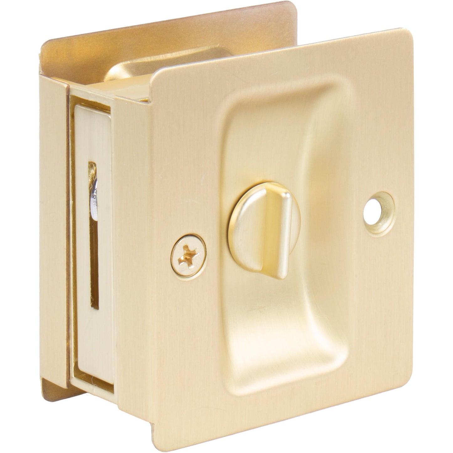 Stone Harbor Hardware Premium Square Pocket Door Lock, Privacy Function, Satin Brass