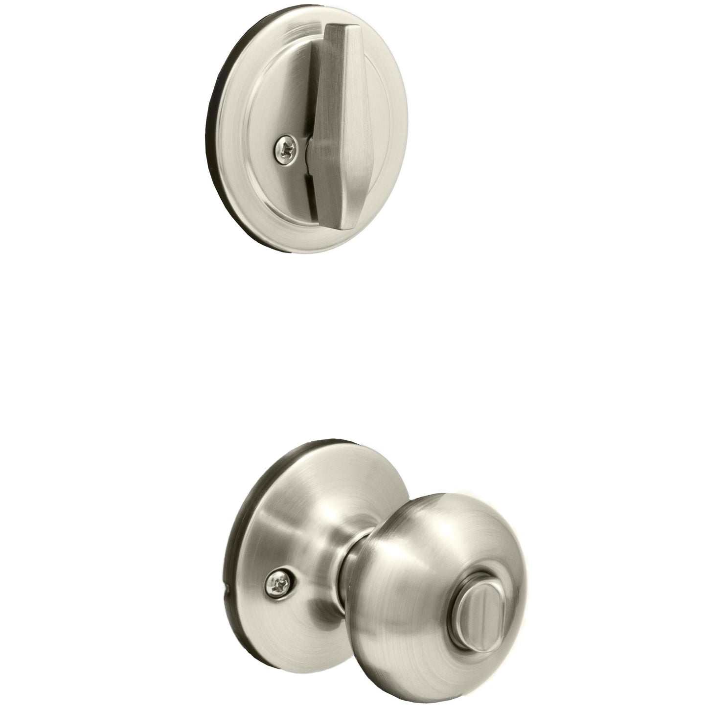 Stone Harbor Hardware Highland Door Knob Combo (With Deadbolt), KW Keyway, Satin Nickel