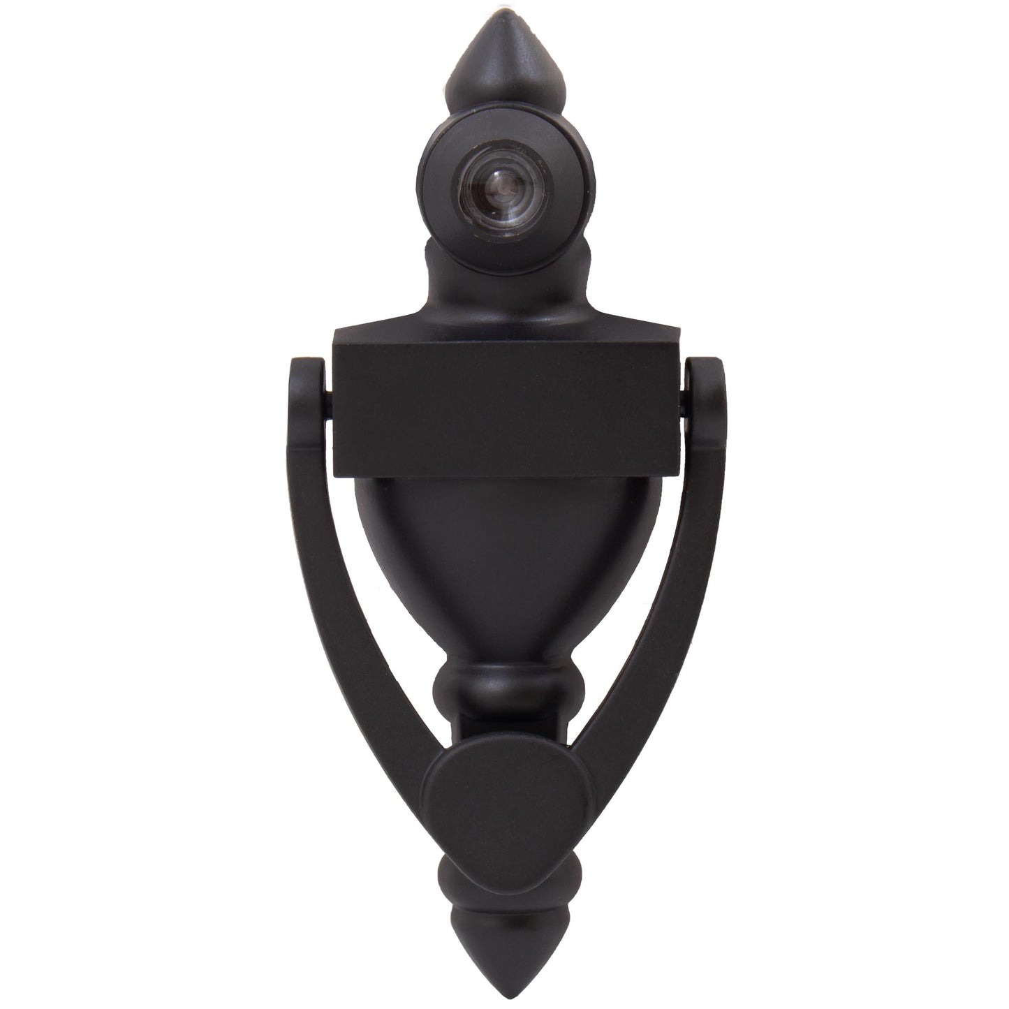 Stone Harbor Hardware Door Knocker with 160° Viewer, 4 Inches, Matte Black