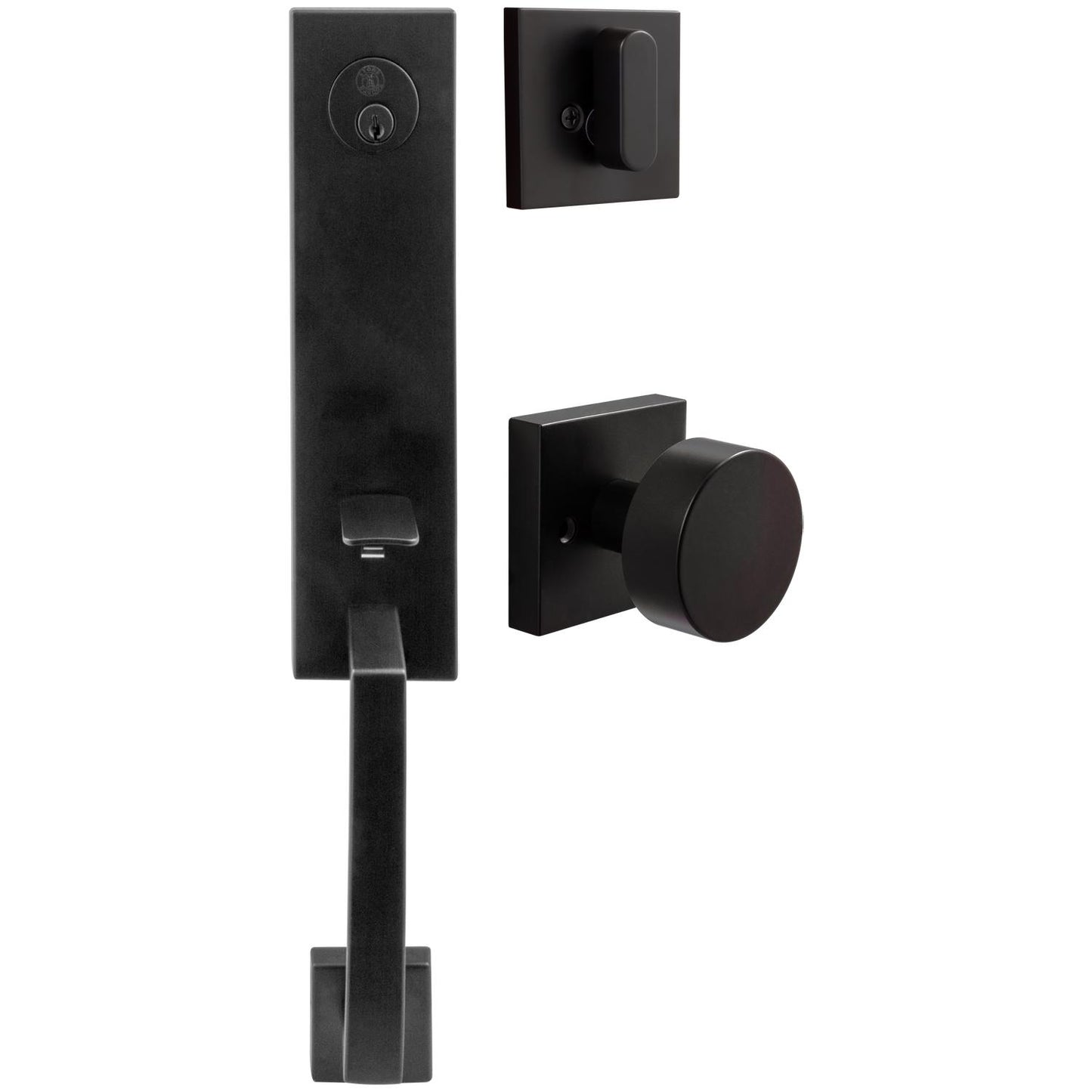 Stone Harbor Hardware Munich Handleset, Bonn Interior Trim, Square Rose, KW Keyway, Matte Black