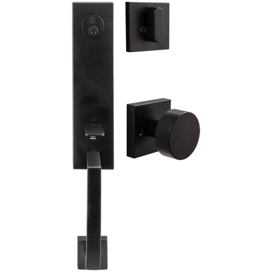 Stone Harbor Hardware Munich Handleset, Bonn Interior Trim, Square Rose, KW Keyway, Matte Black