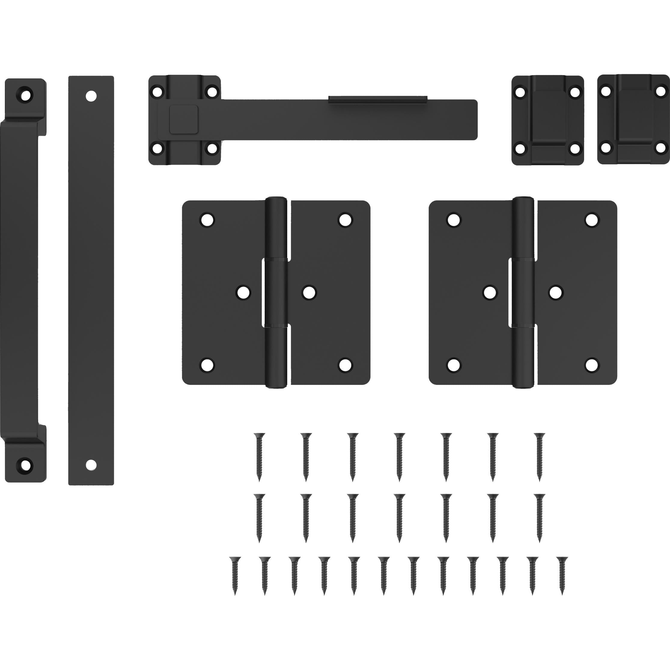 V1110 Modern Gate Kit (1 pull, 1 latch, 2 hinges) - Black