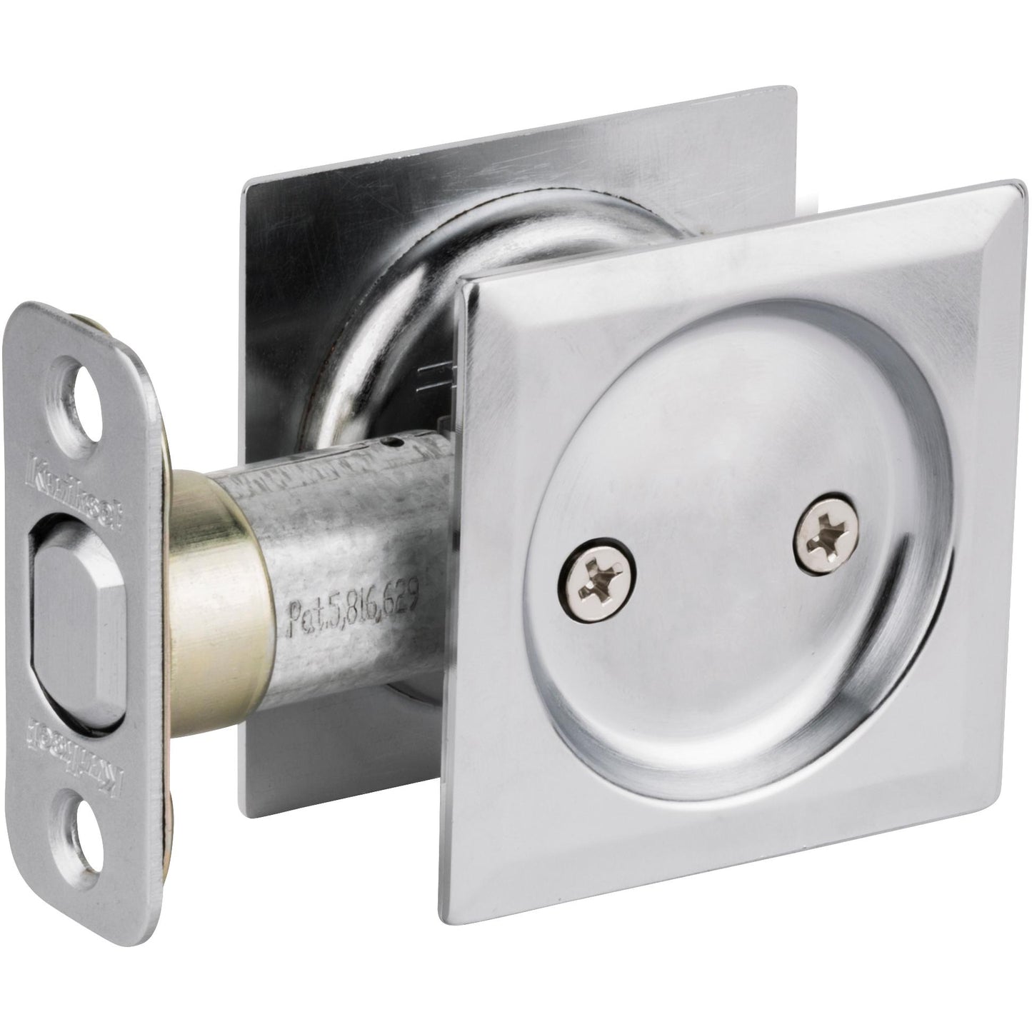 334x26D Square Pocket Door Lock Passage - Satin Chrome