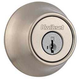 Kwikset Single Cylinder Deadbolt with SmartKey, Satin Nickel Finish