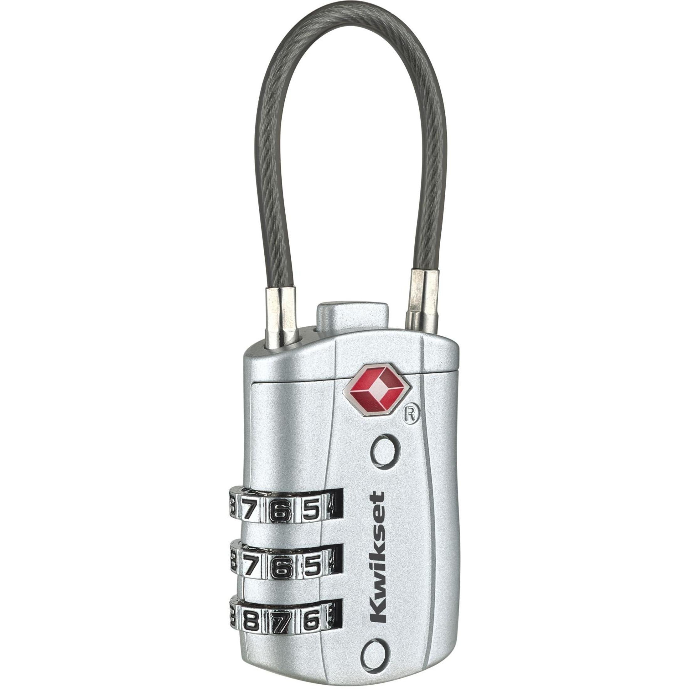 Kwikset 1-3/16" TSA Cable Combination Padlock with 1-1/2" Shackle, Silver