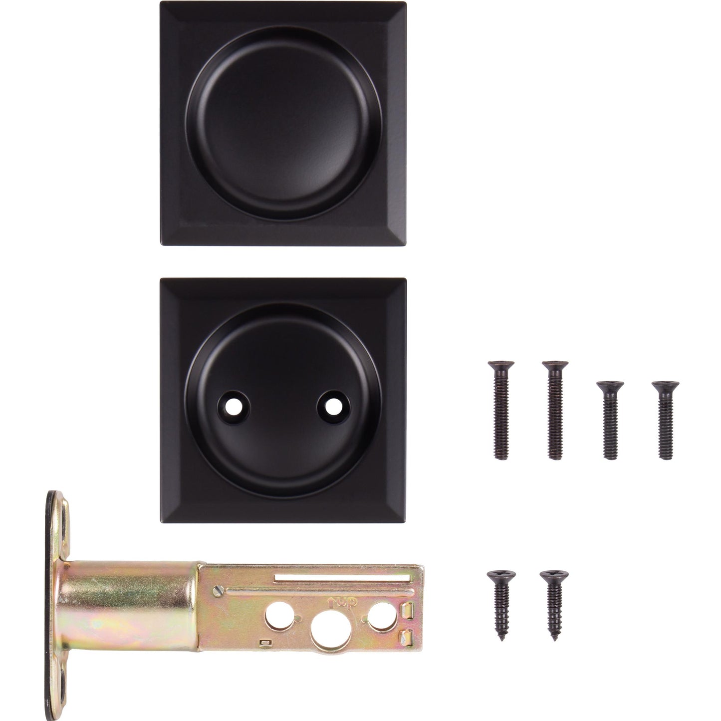 Stone Harbor Hardware Contemporary Square Pocket Door Lock, Passage Function, 2-3/4" Backset, Matte Black