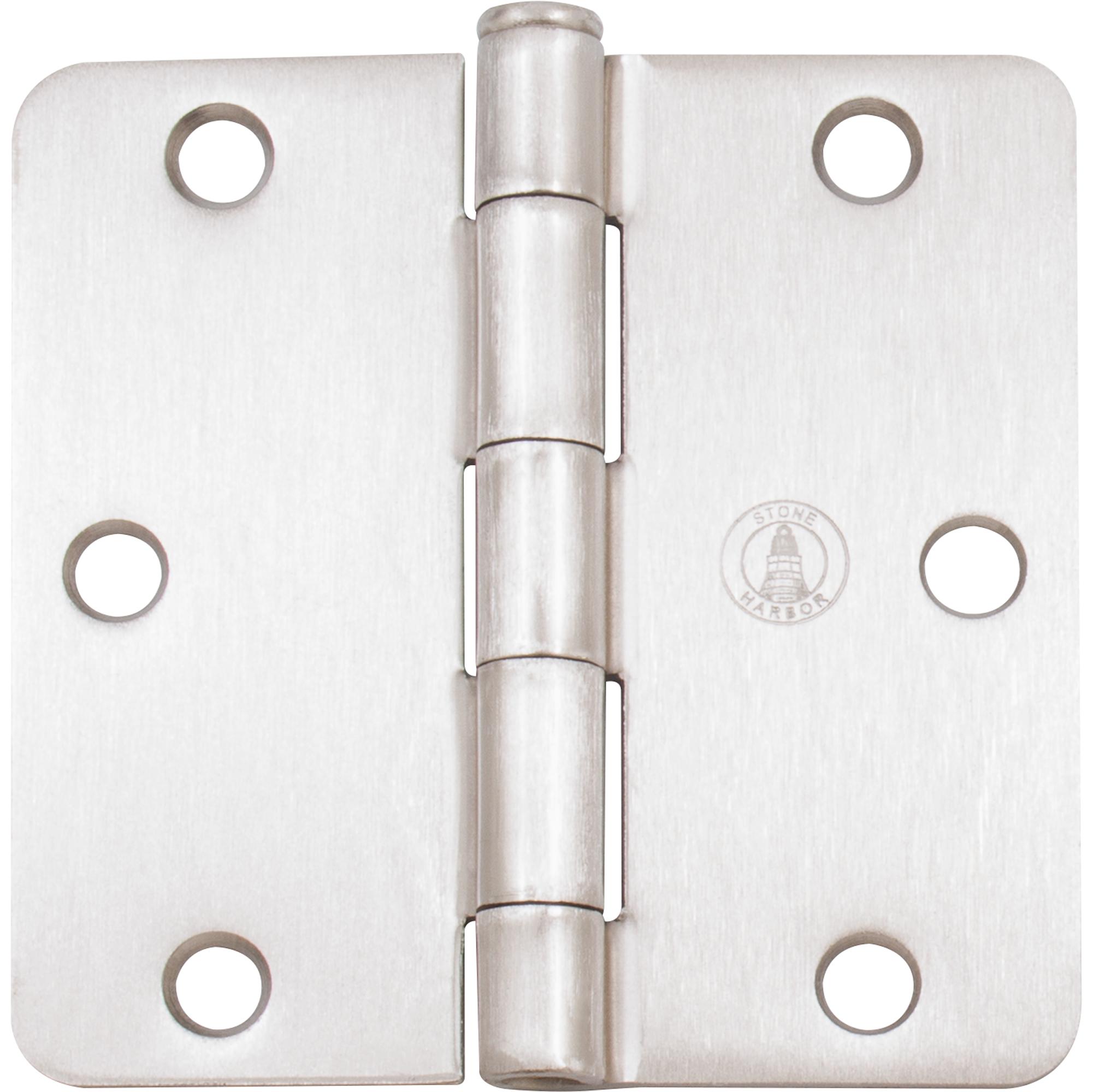 Stone Harbor Hardware Standard Hinge, 3-1/2 Inches, 1/4" Radius Corner, Bulk Pack (100 Each), Satin Nickel