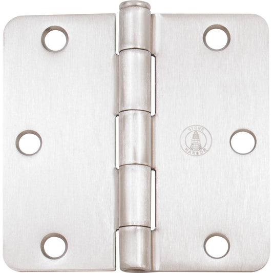 Stone Harbor Hardware Standard Hinge, 3-1/2 Inches, 1/4" Radius Corner, Bulk Pack (100 Each), Satin Nickel