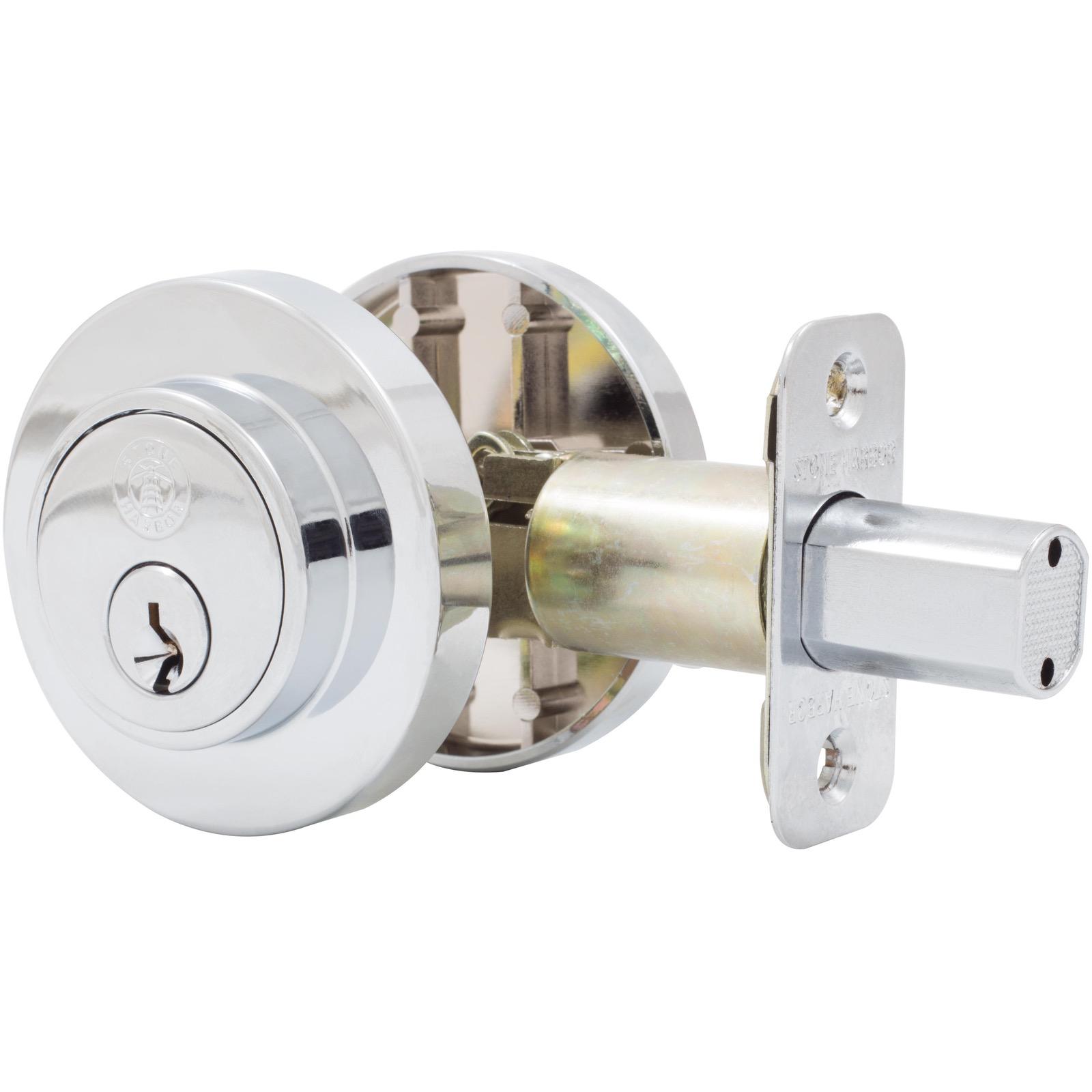 Stone Harbor Hardware Grade 3 Contemporary Round Deadbolt, KW Keyway, Polished Chrome