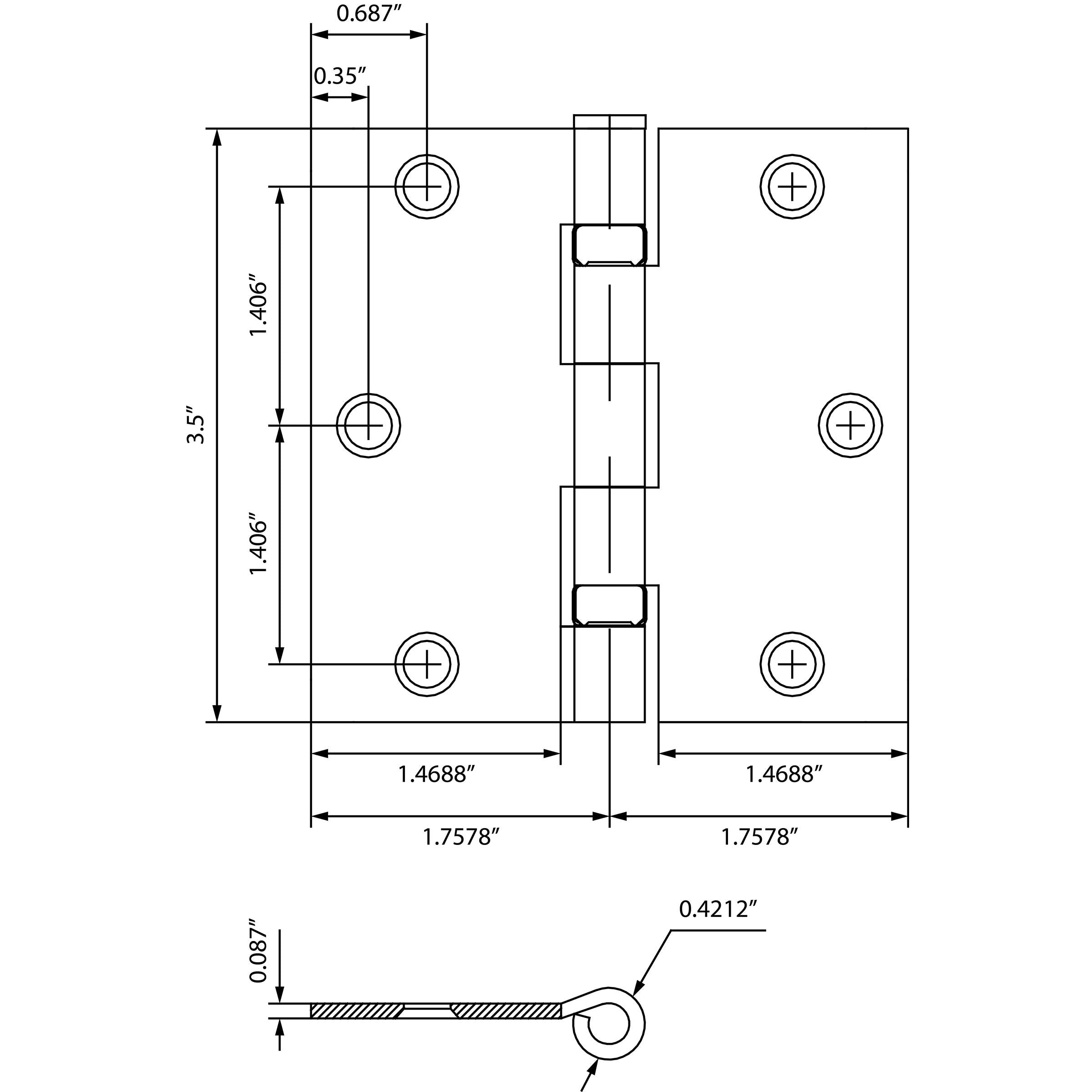 Stone Harbor Hardware 3-1/2" Ball-Bearing Door Hinges, Square Corner, Antique Brass, 3-Pack