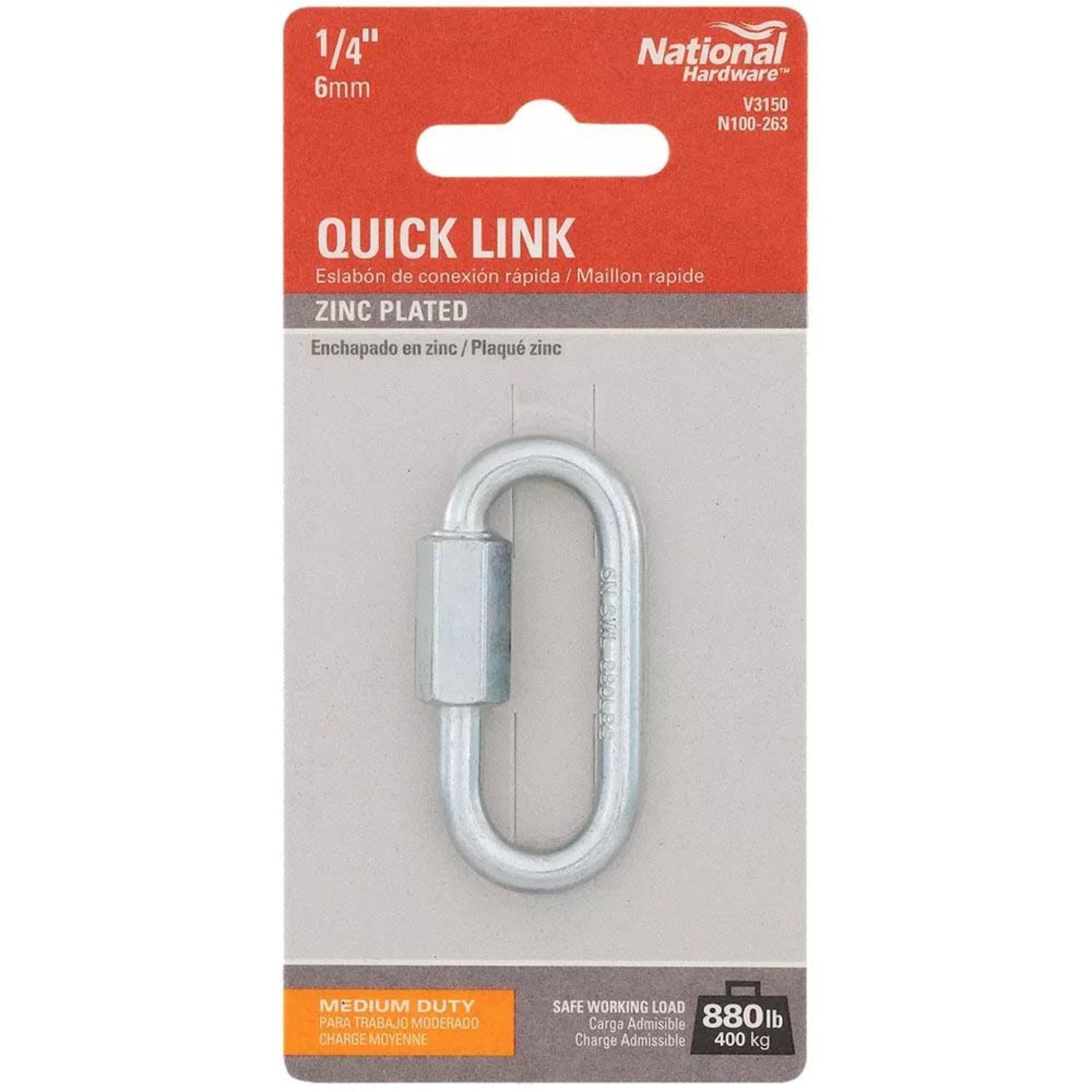 National Hardware - N100-263 V3150 1/4" Quick Link Interlocking Spring Snap in Zinc Plated