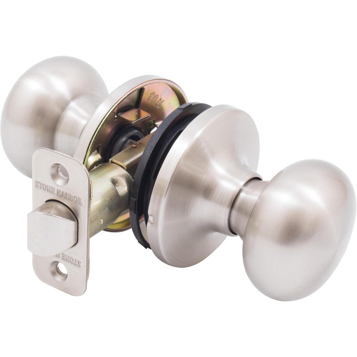 Stone Harbor Hardware Highland Door Knob, Passage (Hall/Closet) Latch, Satin Nickel