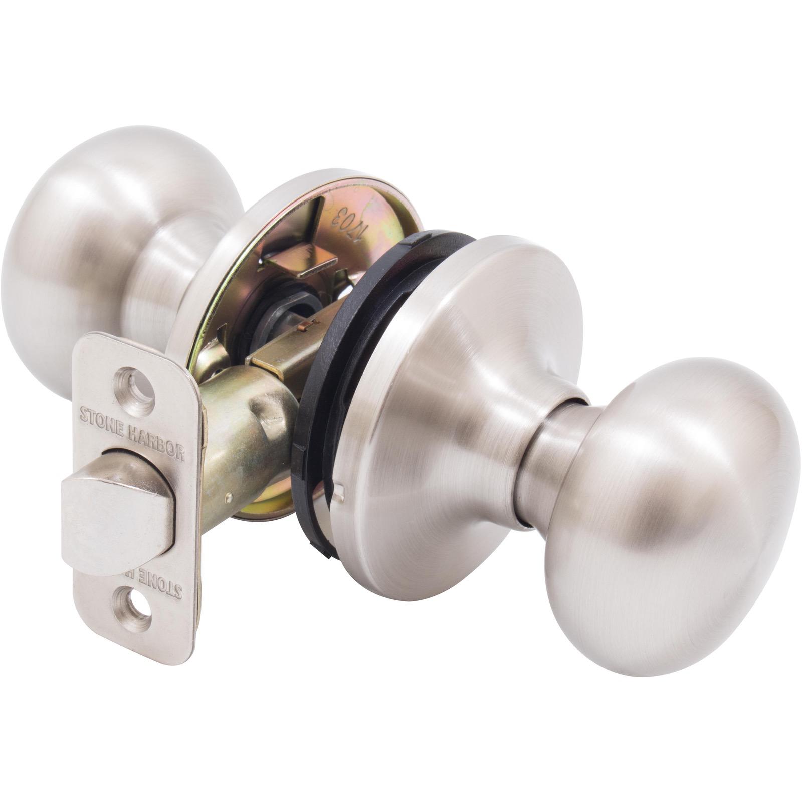 Stone Harbor Hardware Highland Door Knob, Passage (Hall/Closet) Latch, Satin Nickel