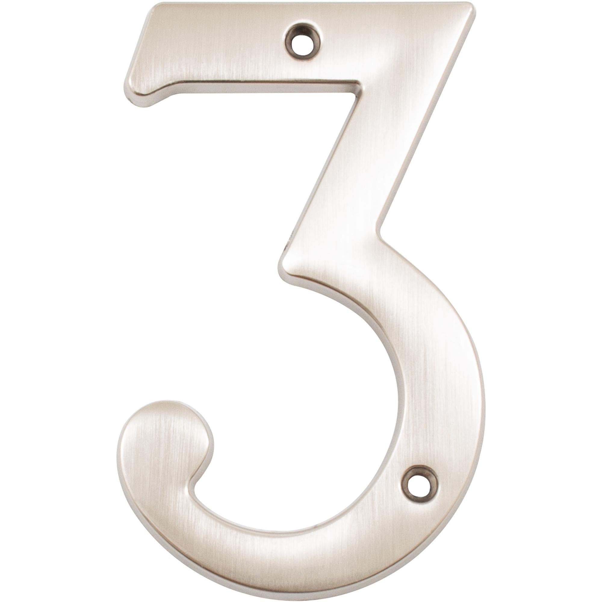 Stone Harbor Hardware Heavy-Duty House Numbers, #3, 4 Inches, Satin Nickel