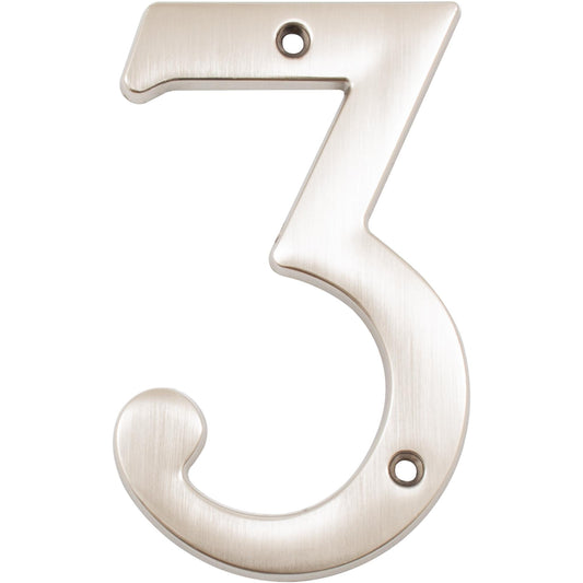 Stone Harbor Hardware Heavy-Duty House Numbers, #3, 4 Inches, Satin Nickel