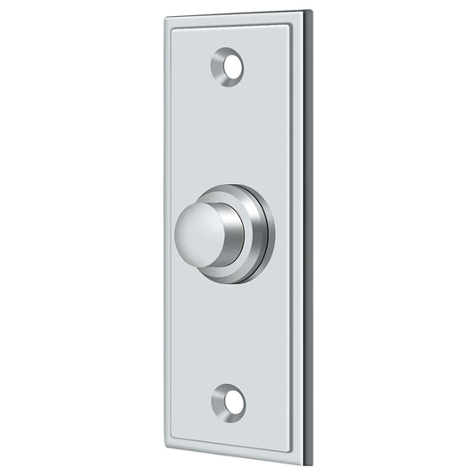 Solid Brass Rectangular Contemporary Bell Button (Chrome)