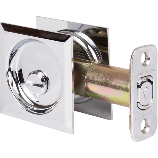 Stone Harbor Hardware Contemporary Square Pocket Door Lock, Privacy Function, 2-3/4" Backset, Polished Chrome