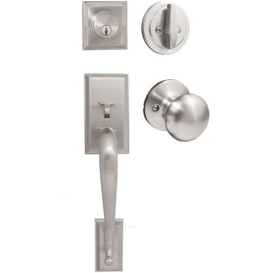 Stone Harbor Hardware Willow Park Handleset, Highland Interior Trim, SC Keyway, Satin Nickel