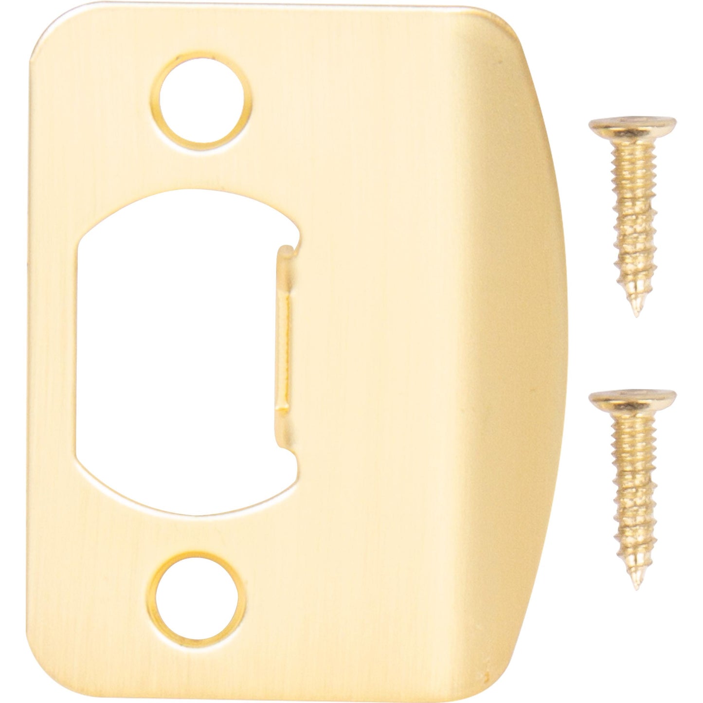 Stone Harbor Hardware Full Lip 1/4" Round Corner Strike Plate, 2-1/4 Inches, 1-5/8" Center-to-Center, Satin Brass