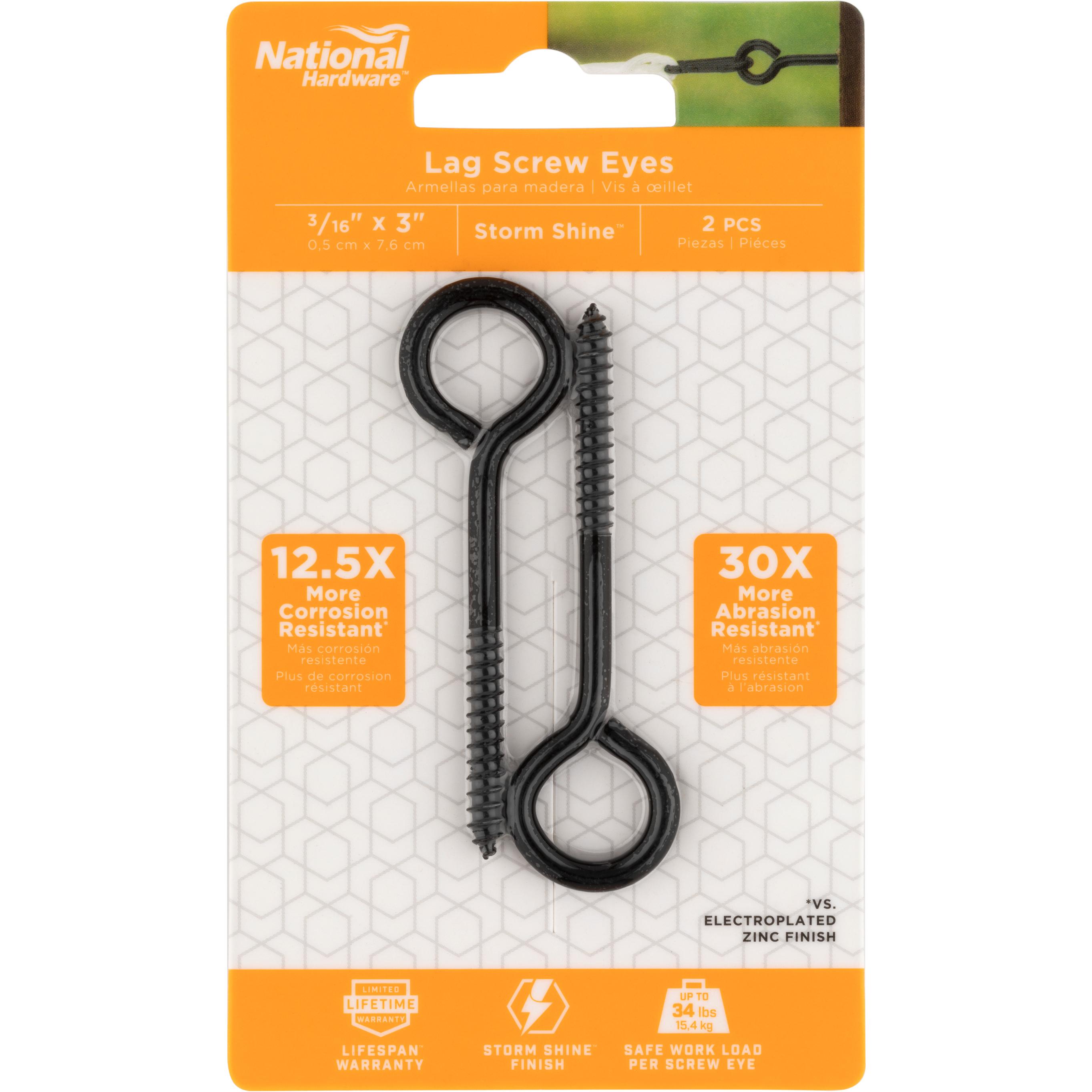 V2014 3/16" x 3" Lag Screw Eye 2/pk - Black