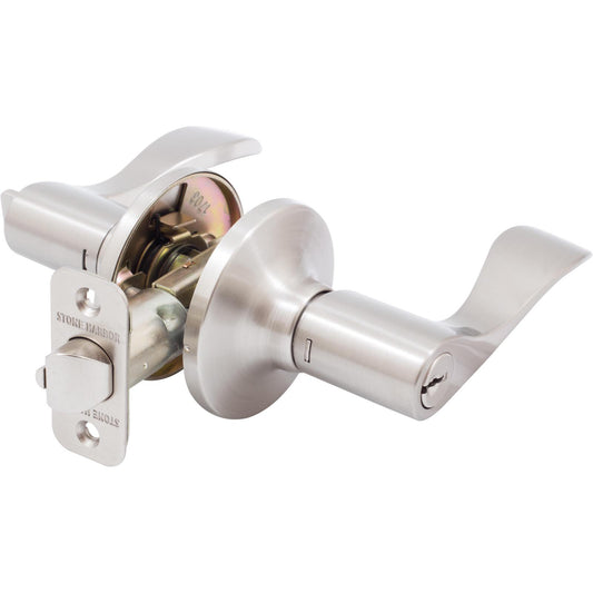 Stone Harbor Hardware Beaverton Door Lever, Entry Latch, SC Keyway, Satin Nickel