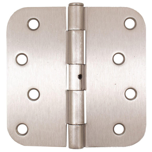 Stone Harbor Hardware Standard Hinge, Non-Removable Pin, 4 Inches, 5/8" Radius Corner, 2-Pack, Satin Nickel