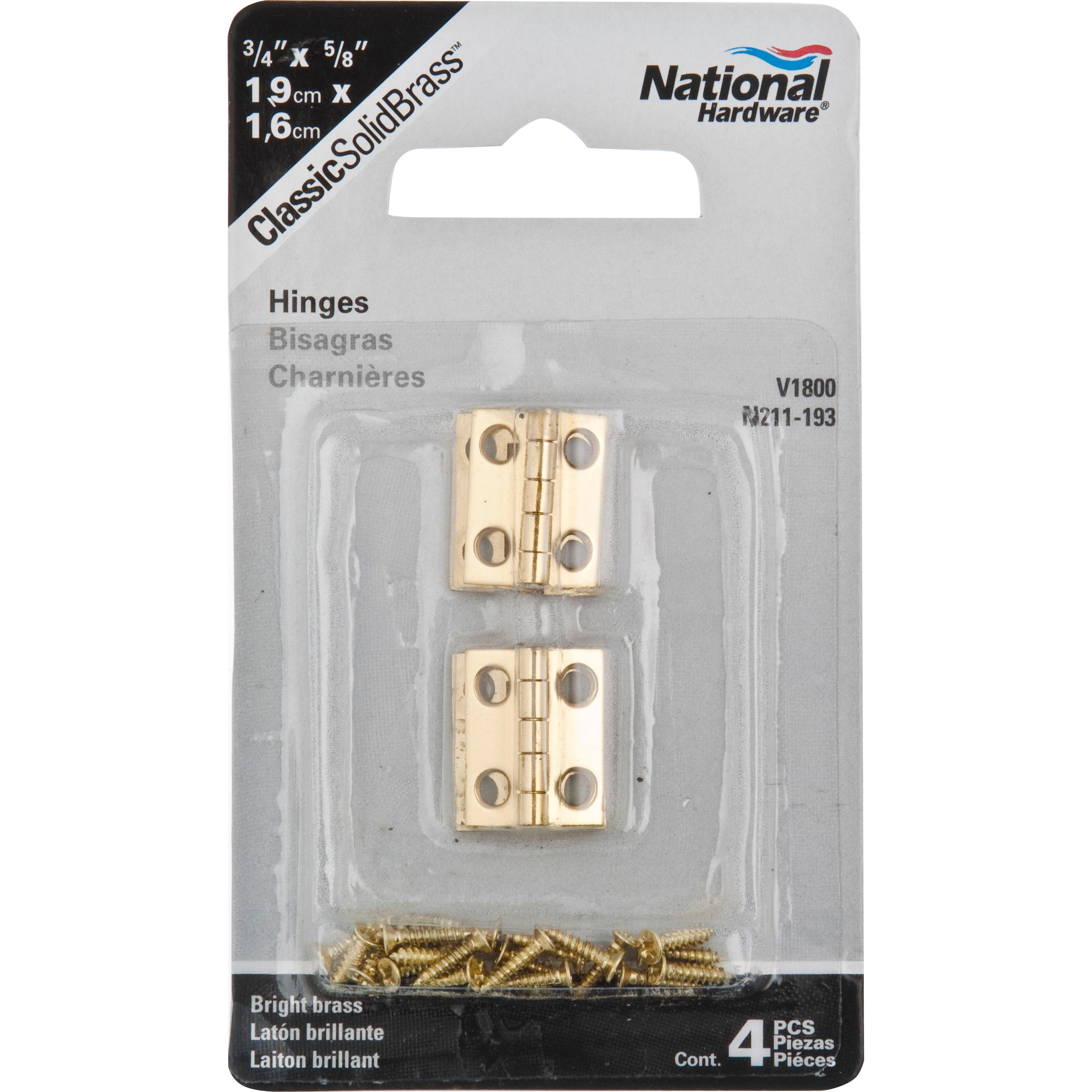 V1800 3/4" x 5/8" Hinge 4/pk - Polished Brass