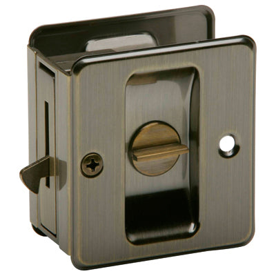 991A5 Pocket Door Lock Privacy - Antique Brass