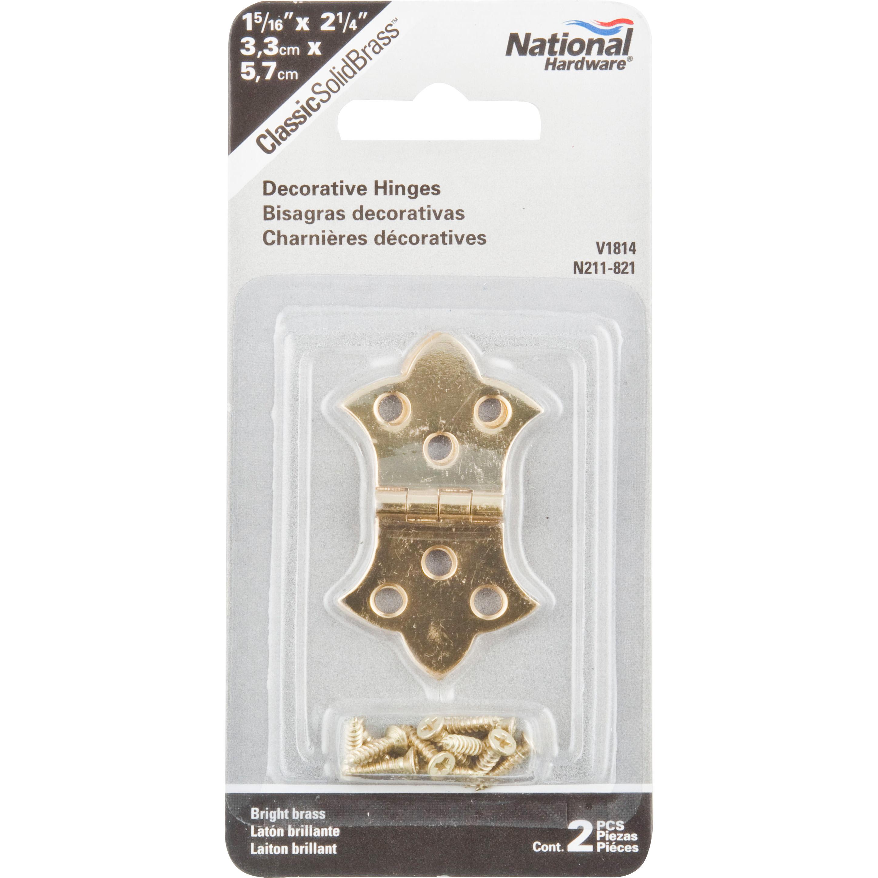V1814 1-5/16" x 2-1/4" Decorative Hinge 2/pk - Polished Brass