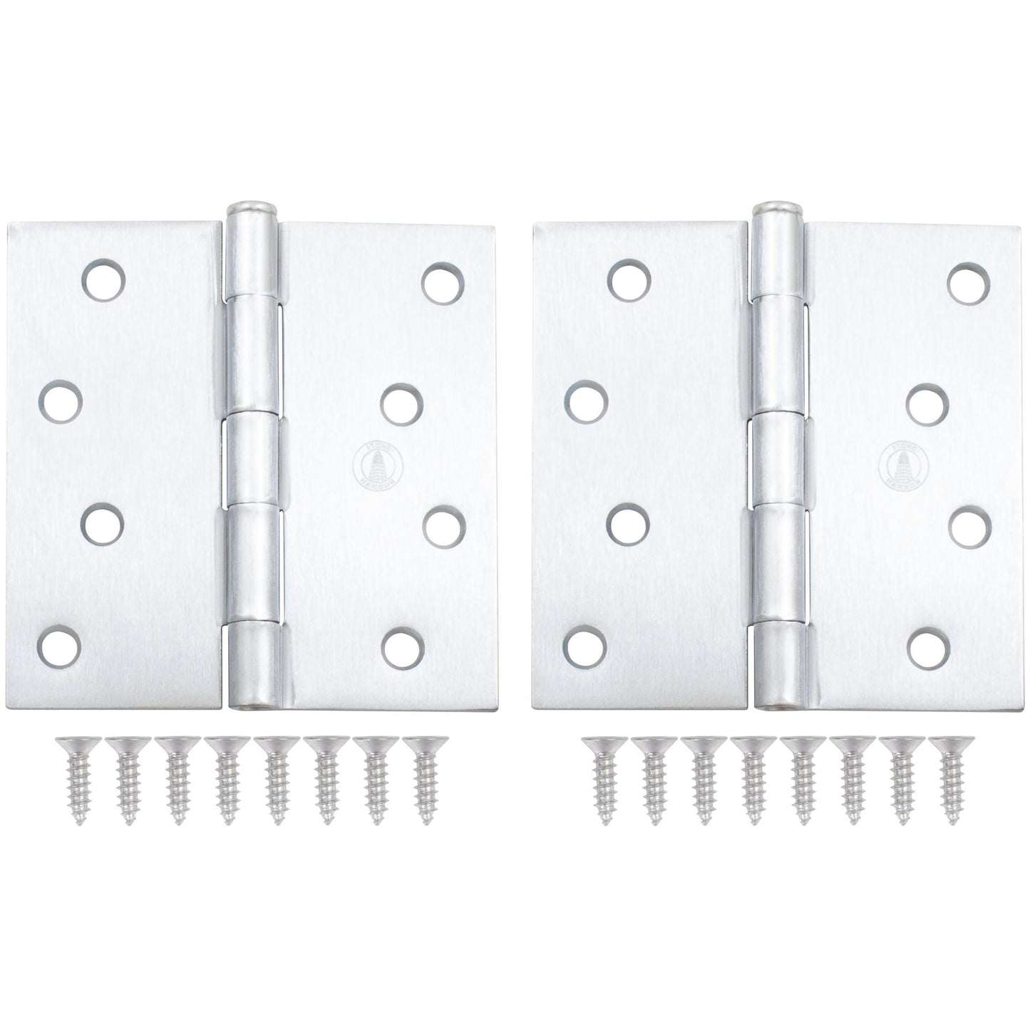 Stone Harbor Hardware 4" Door Hinges, Square Corner, Satin Chrome, 2-Pack