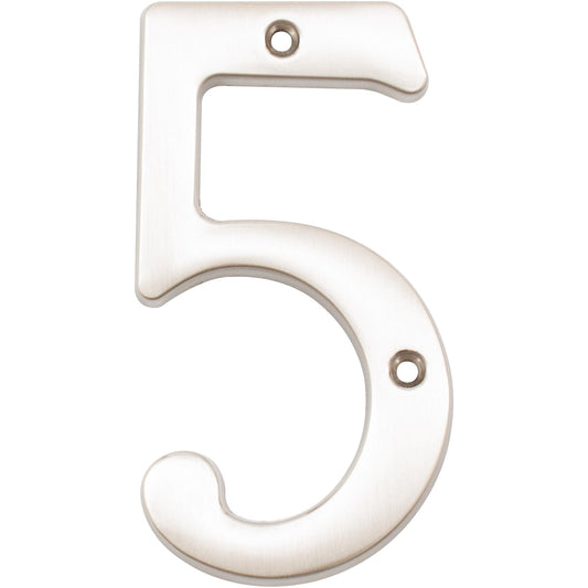 Stone Harbor Hardware Heavy-Duty House Numbers, #5, 4 Inches, Satin Nickel