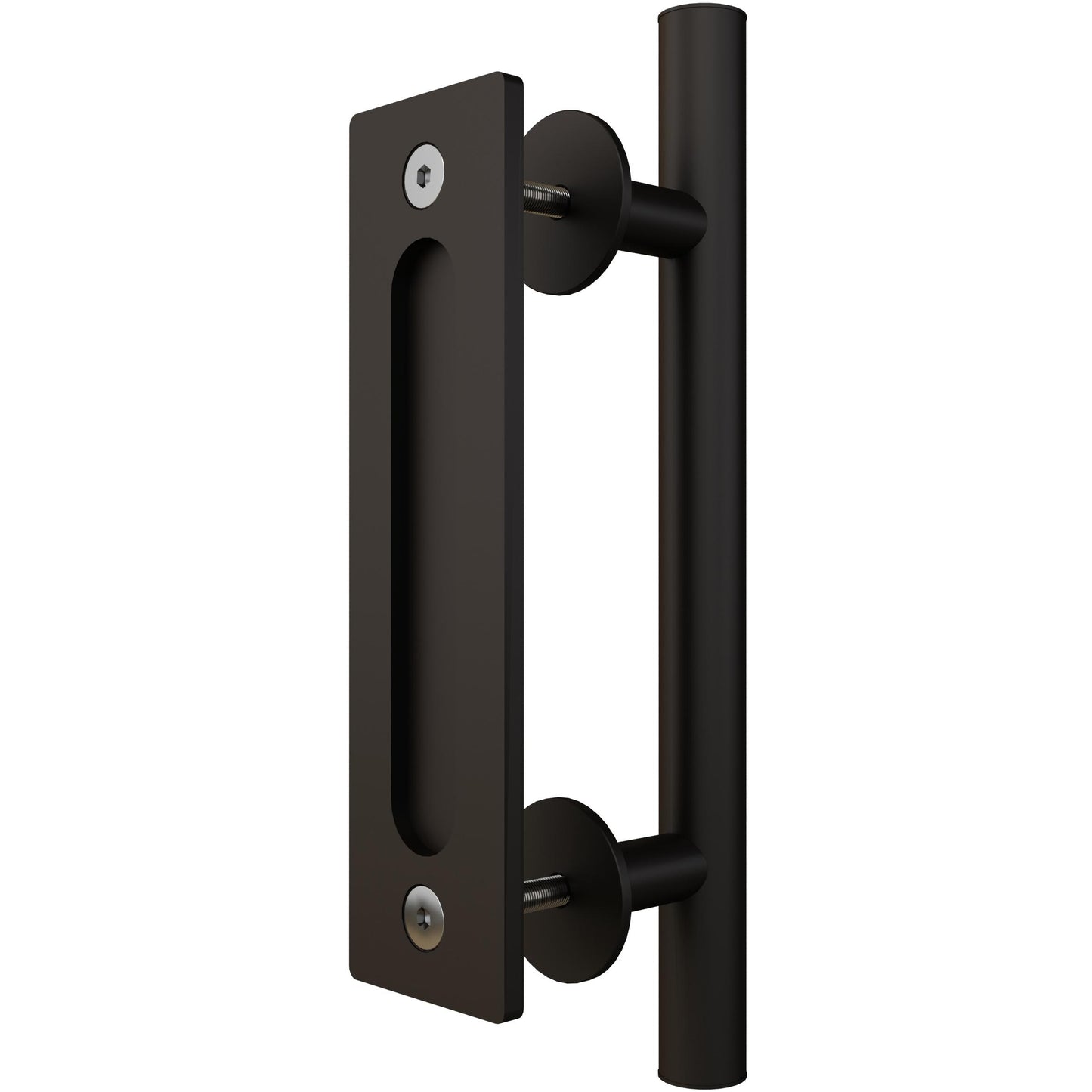 Stone Harbor Hardware Sliding Door Combo Pull Set, 8-1/2" Flat Pull, 12" Round Bar Pull, Matte Black