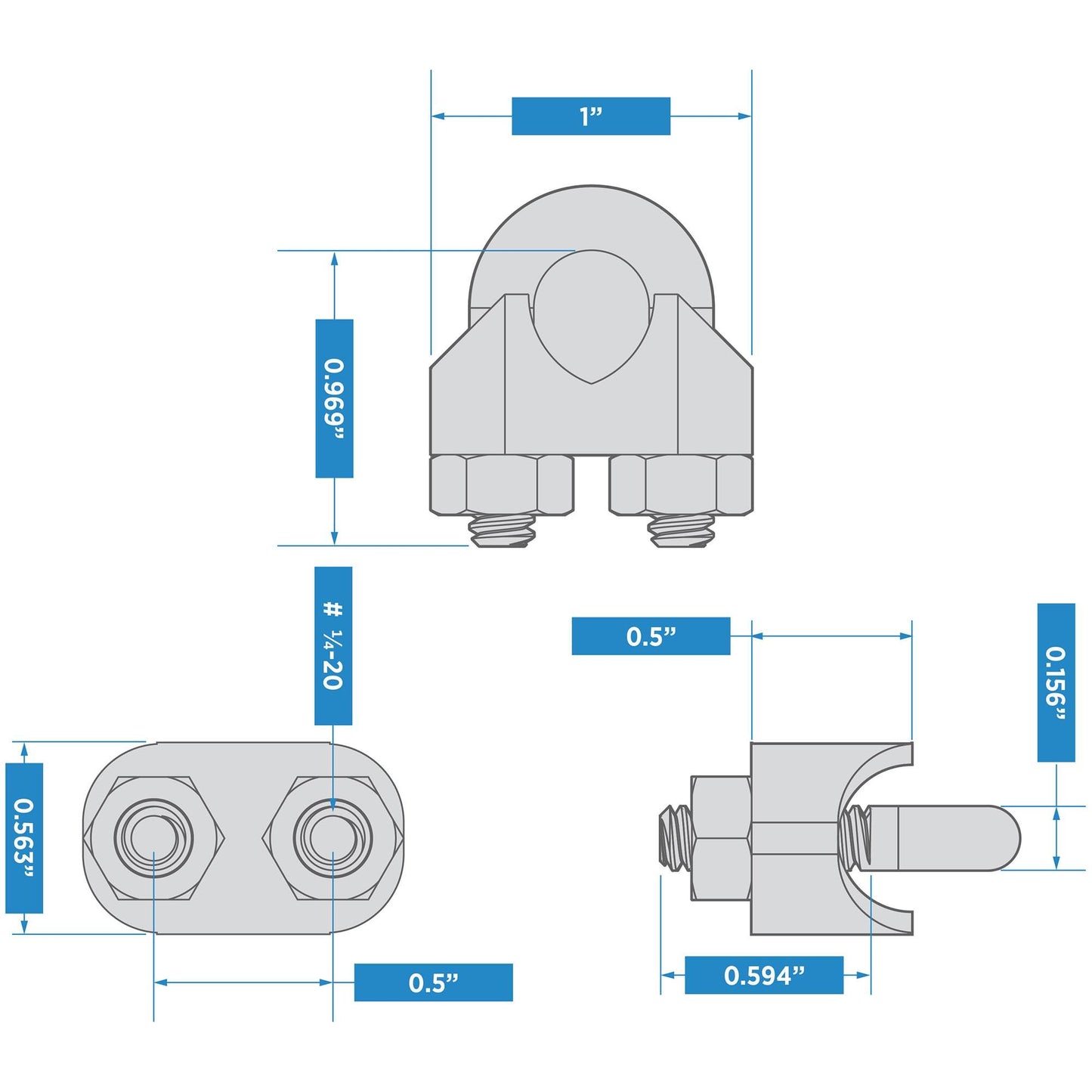 3230BC 3/16' Cable Clamp - Zinc Plate
