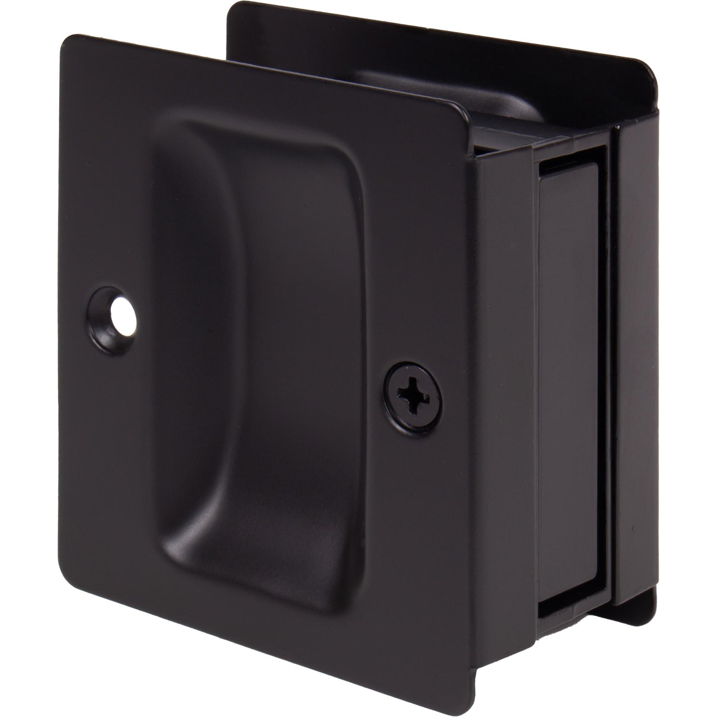 Stone Harbor Hardware Premium Square Pocket Door Lock, Passage Function, Matte Black