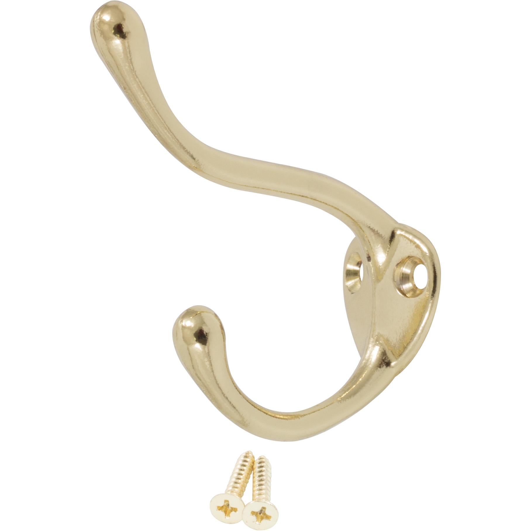 Stone Harbor Hardware Coat & Hat Hook, 3-1/2" High, 2-1/4" Projection, Polished Brass