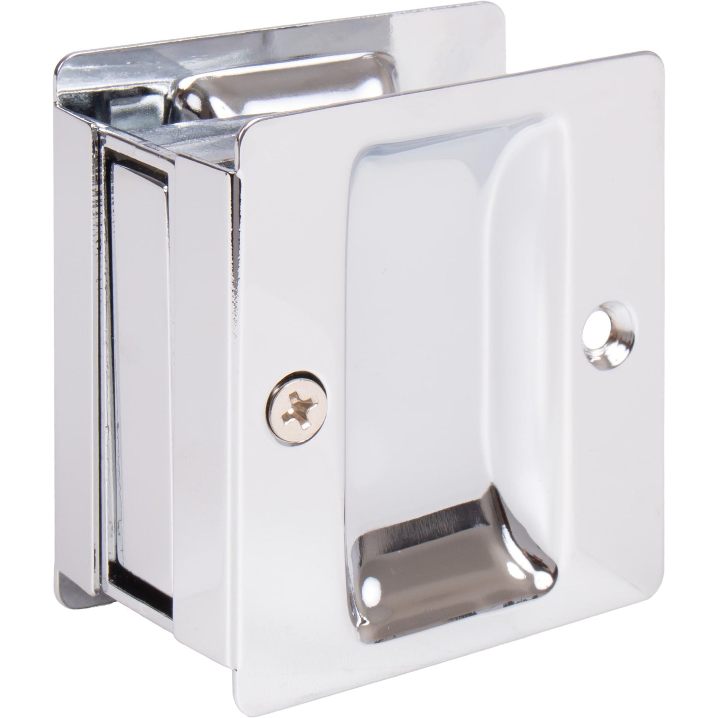 Stone Harbor Hardware Premium Square Pocket Door Lock, Passage Function, Polished Chrome