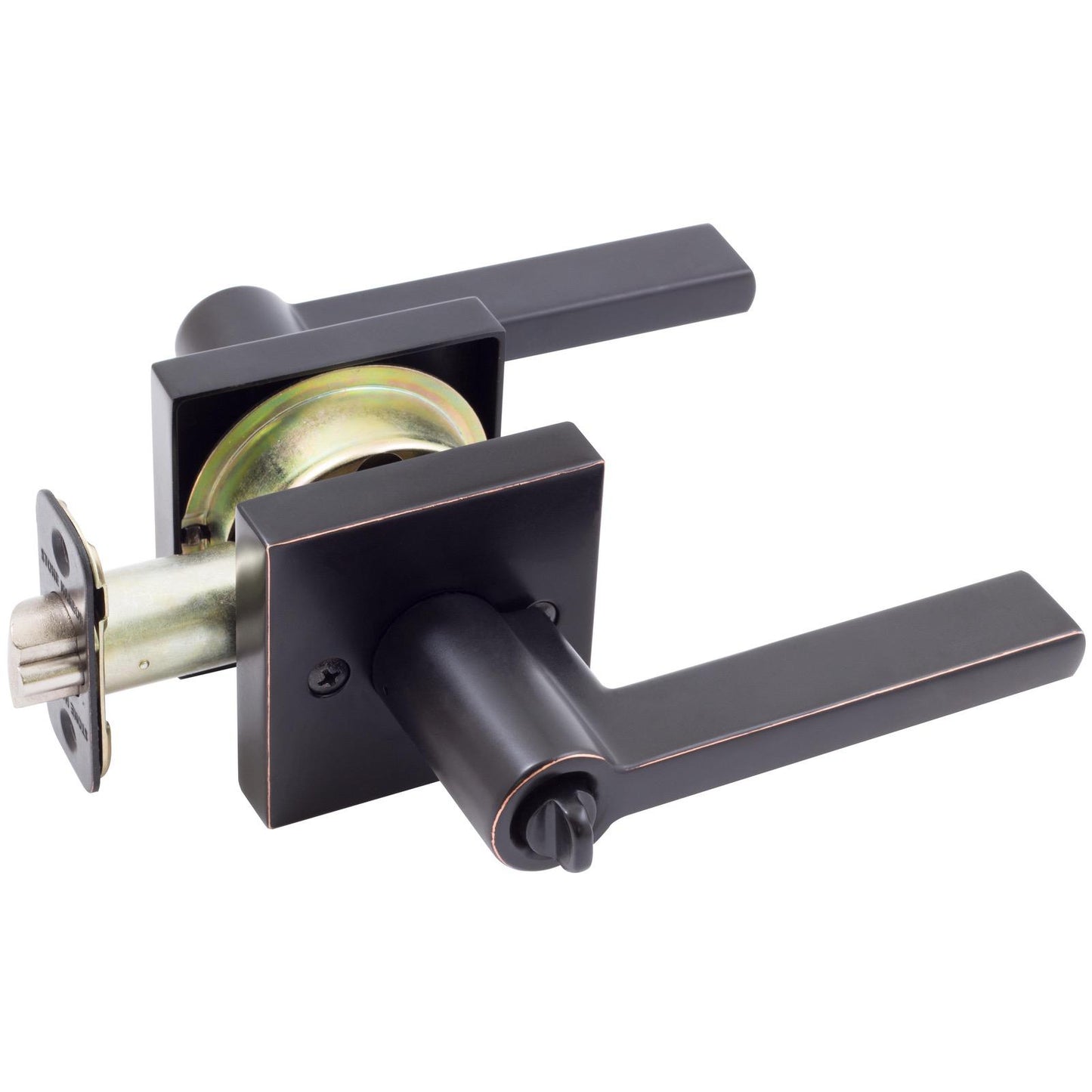 Stone Harbor Hardware Vienna Door Lever with Square Rosette, Entry Latch, KW Keyway, Vintage Bronze