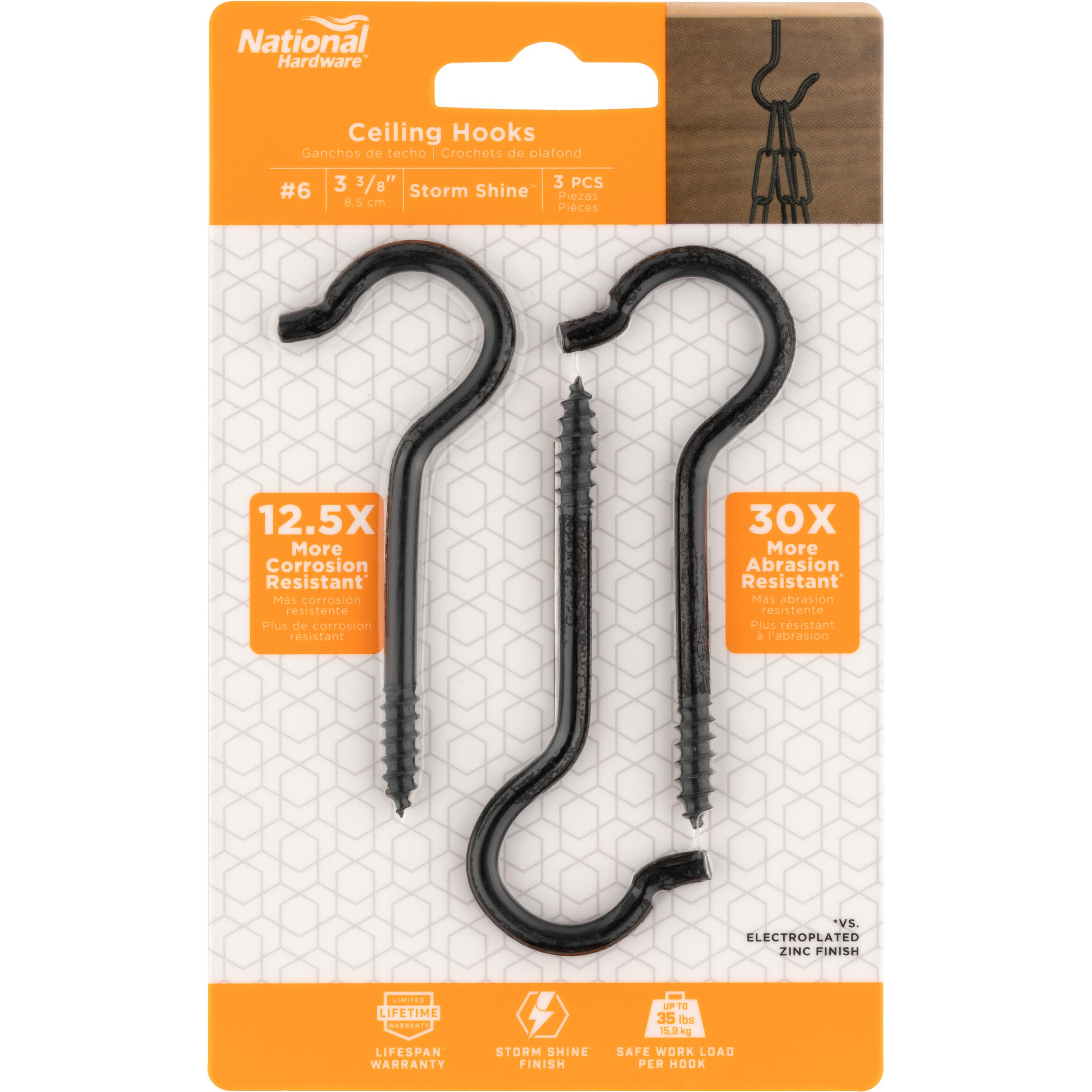 V2040 #6 3-3/8" Ceiling Hooks 3/pk - Black