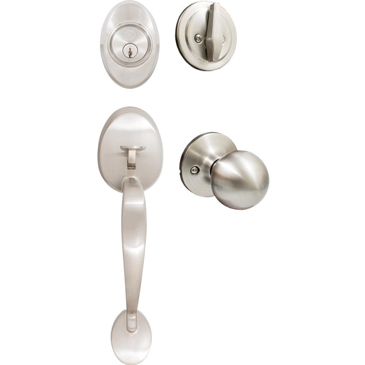 Stone Harbor Hardware Mill Creek Handleset, Ball Interior Trim, KW Keyway, Satin Nickel