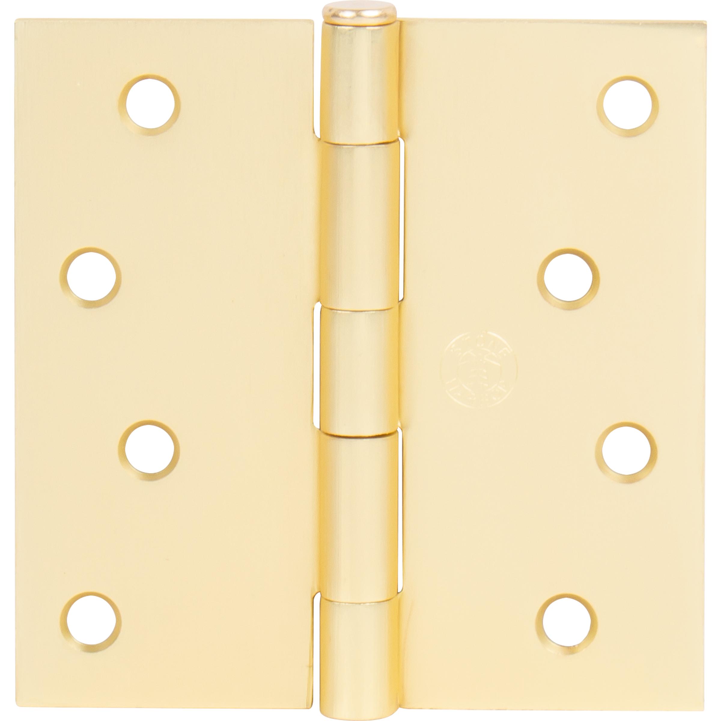 Stone Harbor Hardware 4" Door Hinges, Square Corner, Satin Brass, 3-Pack