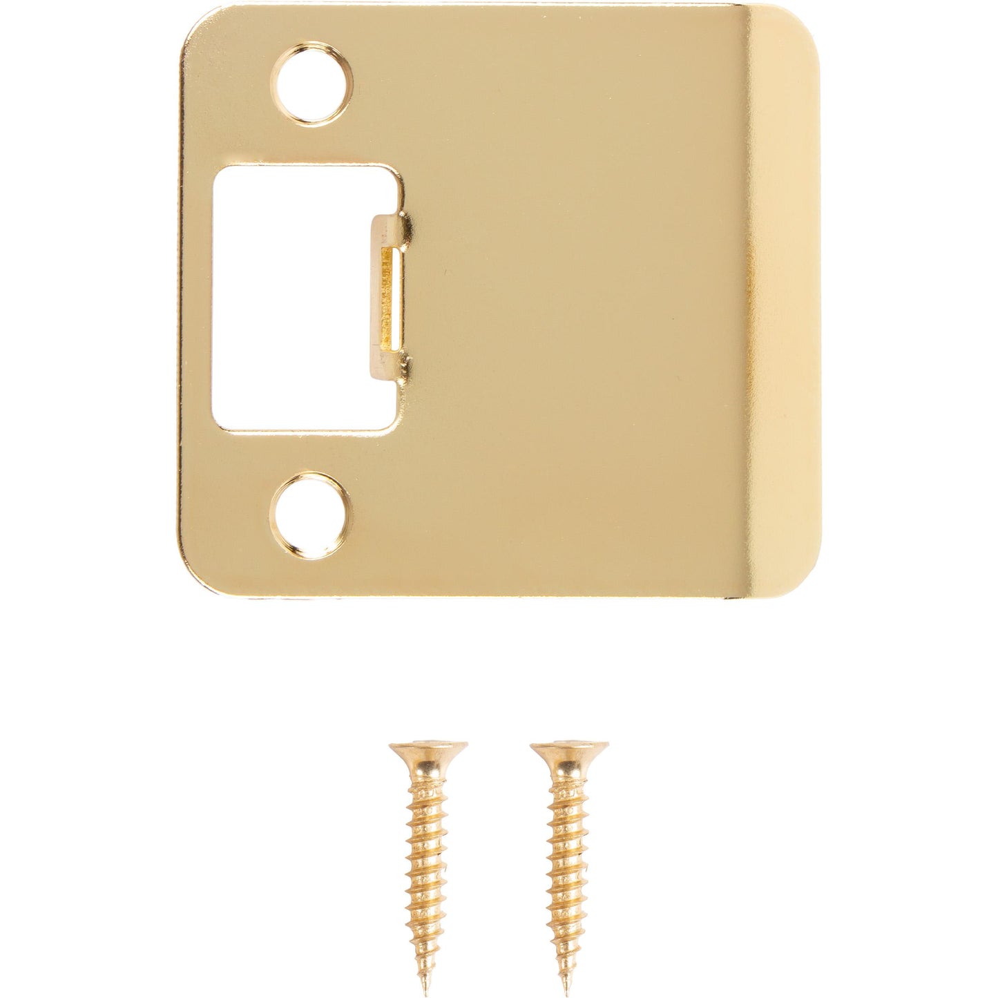Stone Harbor Hardware Round Corner Extended Lip Strike Plate, 2-1/4" x 2", (2-1/2" Overall Length), Polished Brass