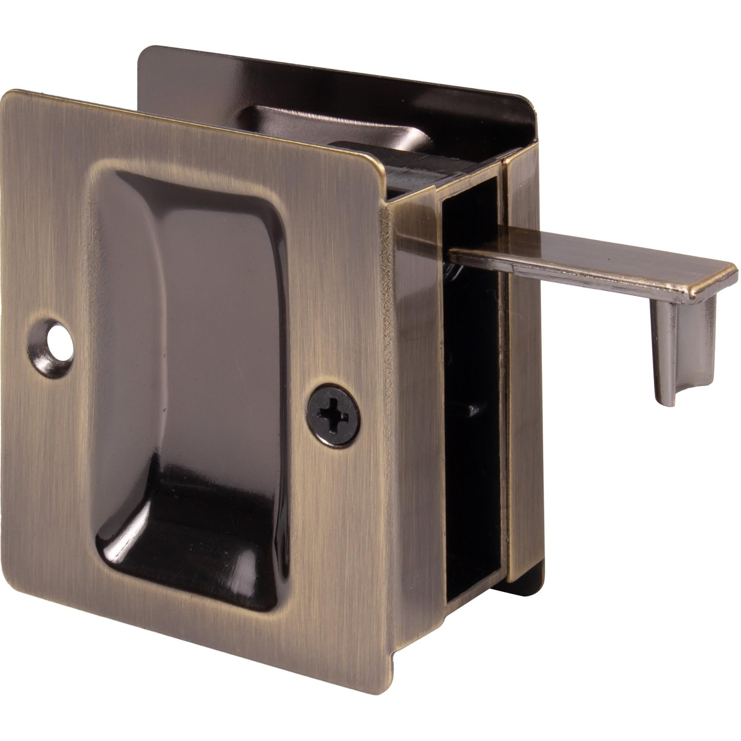 Stone Harbor Hardware Premium Square Pocket Door Lock, Passage Function, Antique Brass