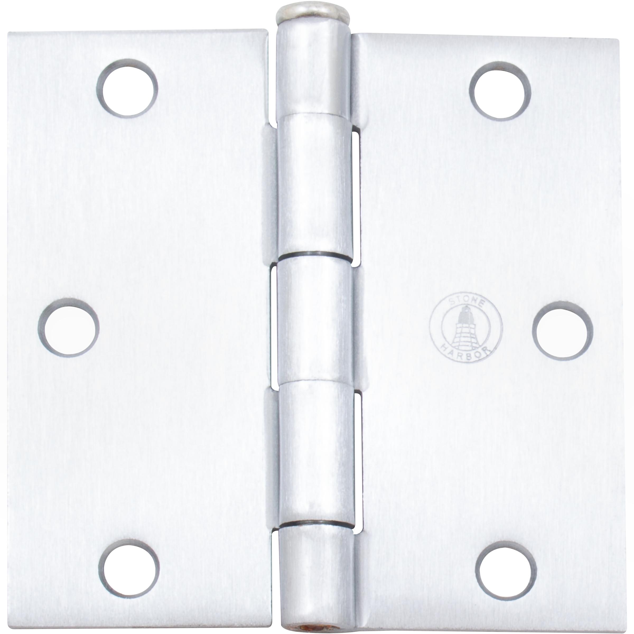 Stone Harbor Hardware 3-1/2" Door Hinges, Square Corner, Satin Chrome, 3-Pack