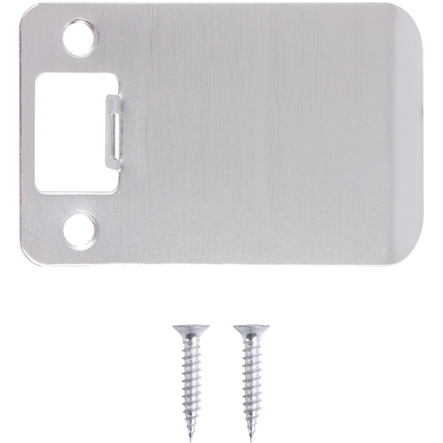 Stone Harbor Hardware Round Corner Extended Lip Strike Plate, 2-1/4" x 3", (3-1/2" Overall Length), Satin Chrome