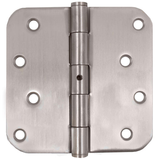 Stone Harbor Hardware Standard Hinge, Non-Removable Pin, 4 Inches, 5/8" Radius Corner, 2-Pack, Satin Stainless Steel