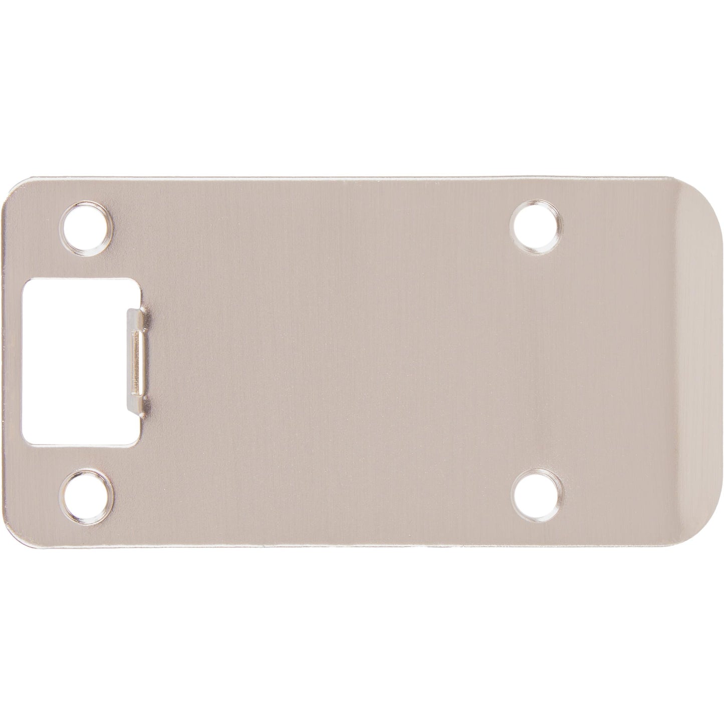 Stone Harbor Hardware Round Corner Extended Lip Strike Plate, 2-1/4" x 4", (4-1/2" Overall Length), Satin Nickel