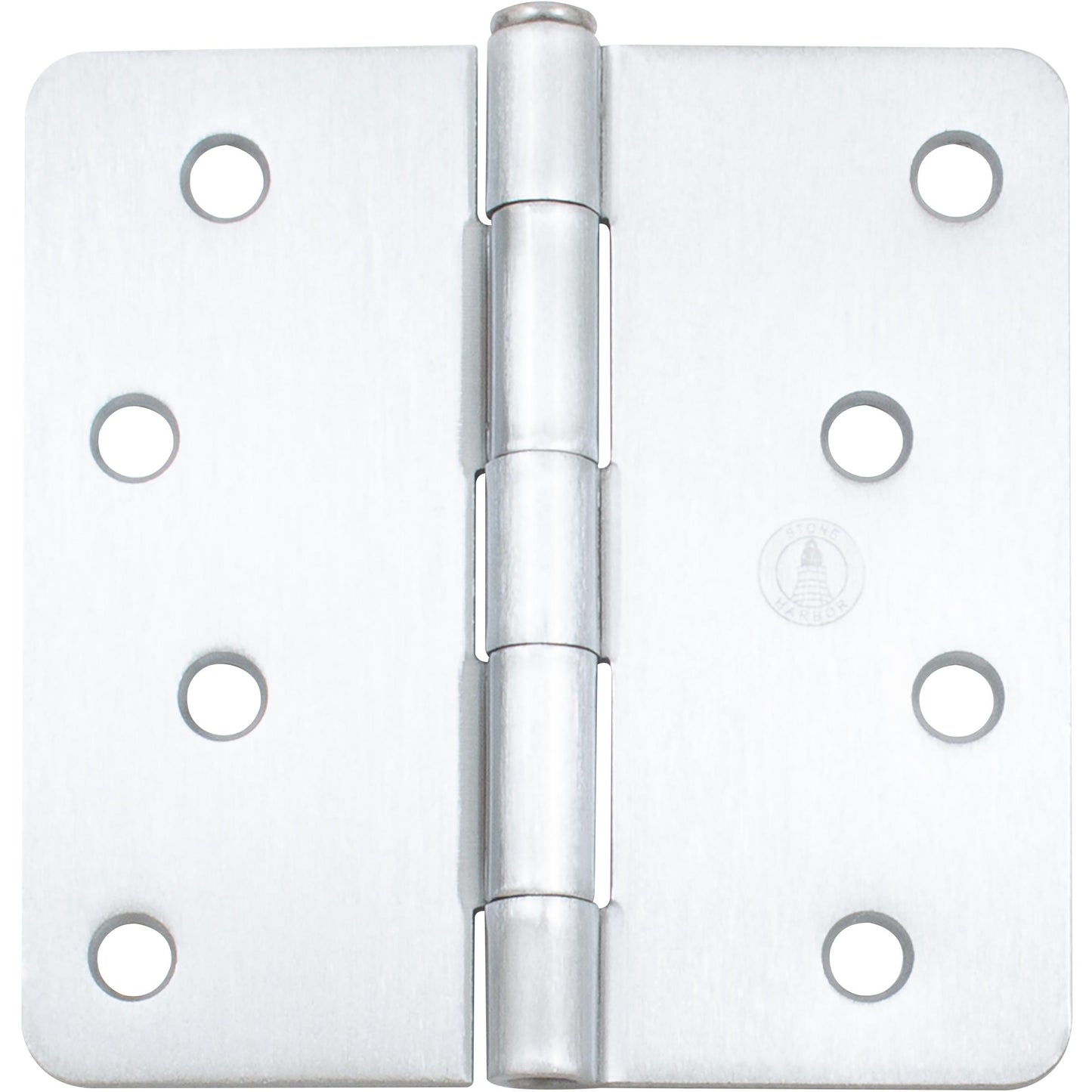 Stone Harbor Hardware 4" Door Hinges, 1/4" Radius Corner, Satin Chrome, 2-Pack