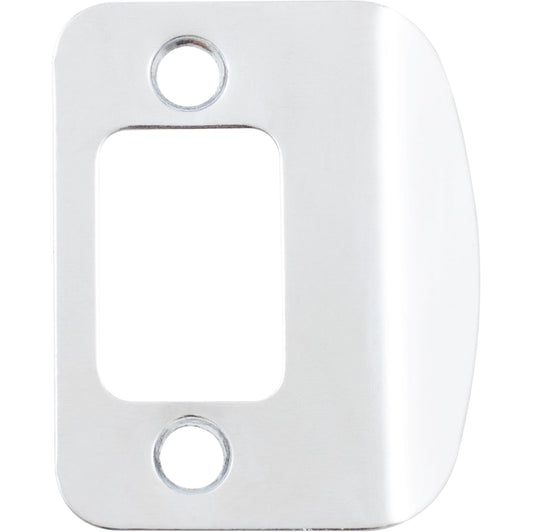 Stone Harbor Hardware Full Lip Round Corner Deadbolt Strike Plate, 2-1/4 Inches, 1-5/8" Center-to-Center, Polished Chrome