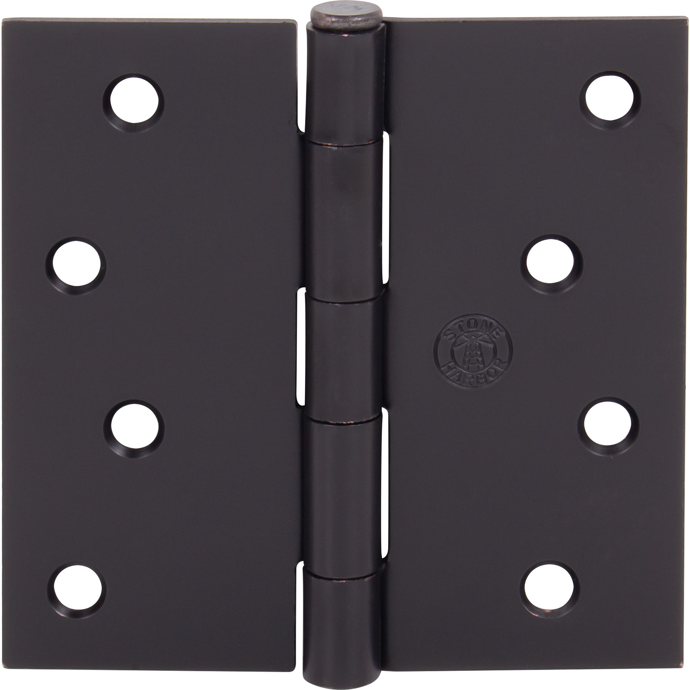 Stone Harbor Hardware 4" Door Hinges, Square Corner, Oil-Rubbed Bronze, 2-Pack